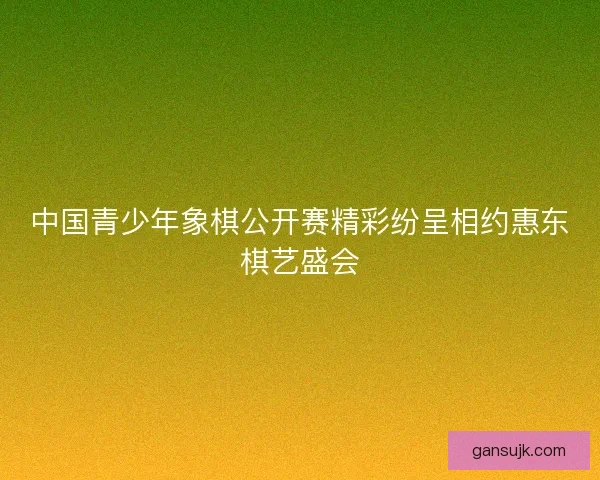中国青少年象棋公开赛精彩纷呈相约惠东棋艺盛会
