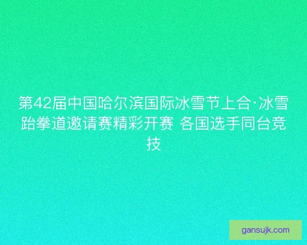第42届中国哈尔滨国际冰雪节上合·冰雪跆拳道邀请赛精彩开赛 各国选手同台竞技